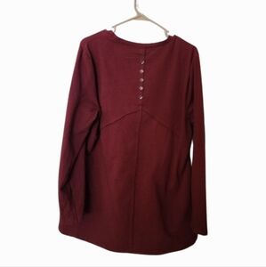 Lulu-B Deep Red V-Neck Long Sleeve Top-size Large